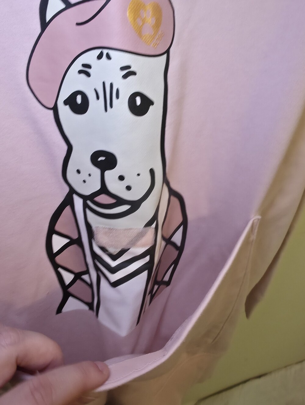 Bobs From Sketchers Womens Light Pink Dog With Baret Graphic Hoodie Size Large - Picture 3 of 9